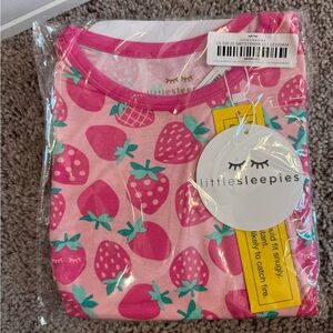 Little Sleepies Pink Strawberry Two-Piece short sleeve and shorts set